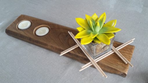 plateau-planche-bougie-bougeoir-fleur-table-décoration-cadeau-bois-personnalisé-artisanal