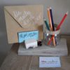 support-pot-crayons-bureau-cadeau-maitresse-fin-d'année-message-bois-personnalisé-artisanal