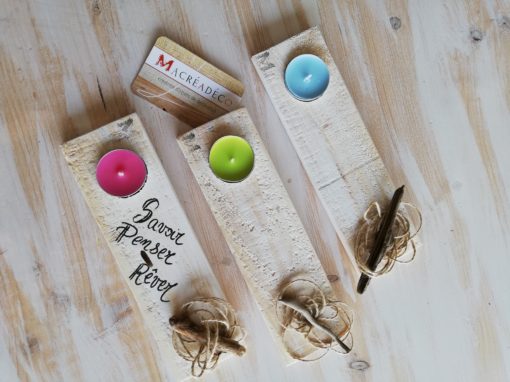 cadeau-scolaire-planche-bougie-bougeoire-message-citation-bois-personnalisé-artisanal