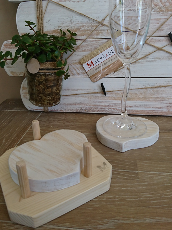 LOT DE 6 DESSOUS DE VERRE COEUR AILES  PODEVACHE