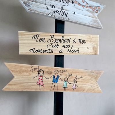 panneau-directionnel-mariage-évènement-décoration-bois-personnalisé-artisanal