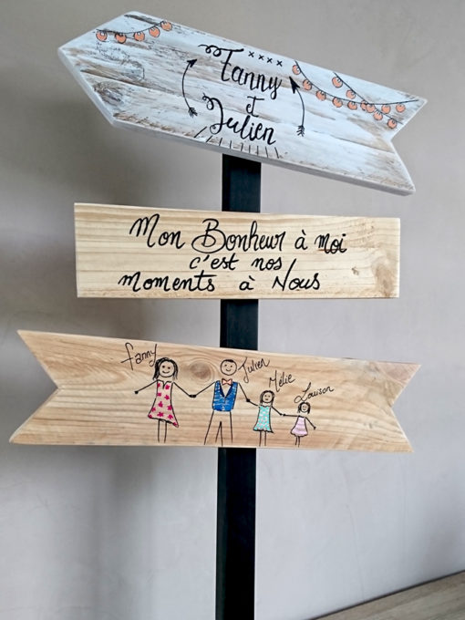 panneau-directionnel-mariage-évènement-décoration-bois-personnalisé-artisanal