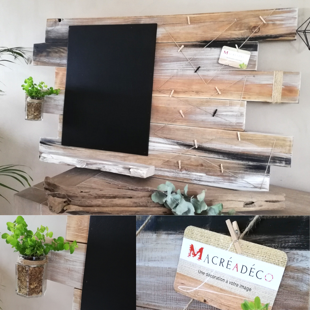 tableau-pele-mele-ardoise-meme-cuisine-industriel-tablette-photo pele-mele-photo-tableau-décoration-bois-maison-personnalisé-artisanal-mural-ardoise