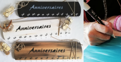 calendrier-anniversaires-évènement-perpétuel-pastille-bois-personnalisé-artisanal-cadeau-décoration
