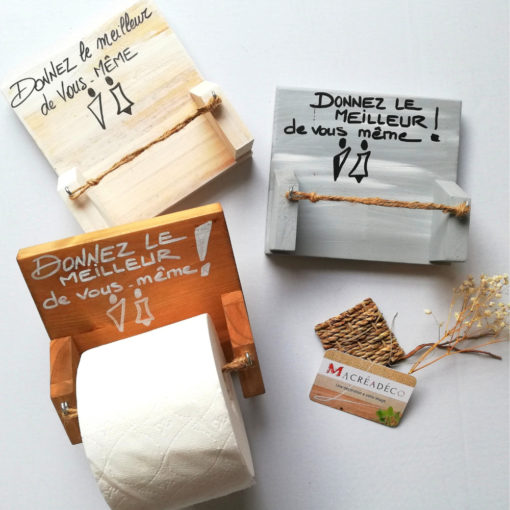 Support rouleaux papier toilette en bois, MACREADECO