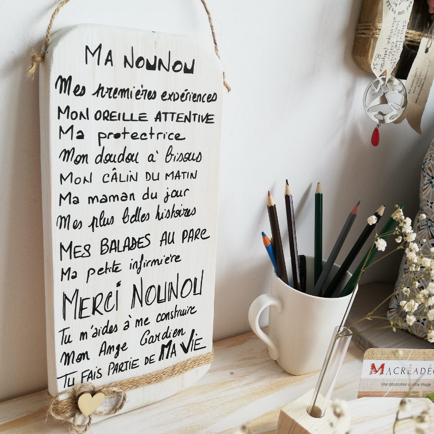 tableau nounou bois personnalisé