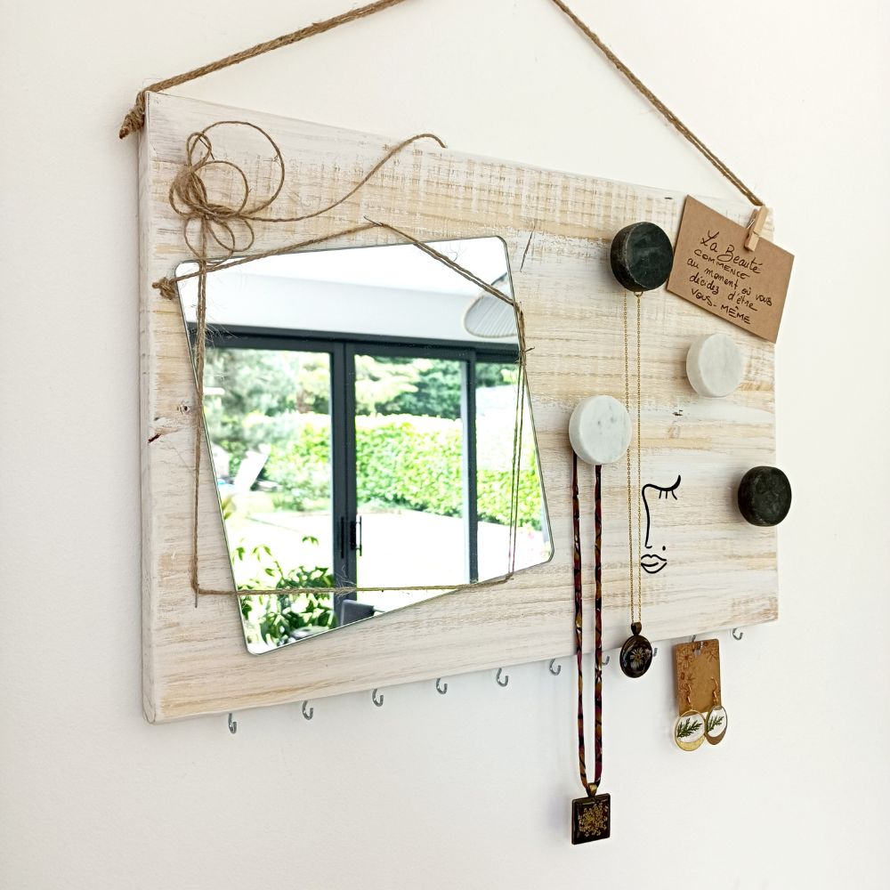 présentoir-support-bijoux-mural-miroir-bois-personnalisé-artisanal