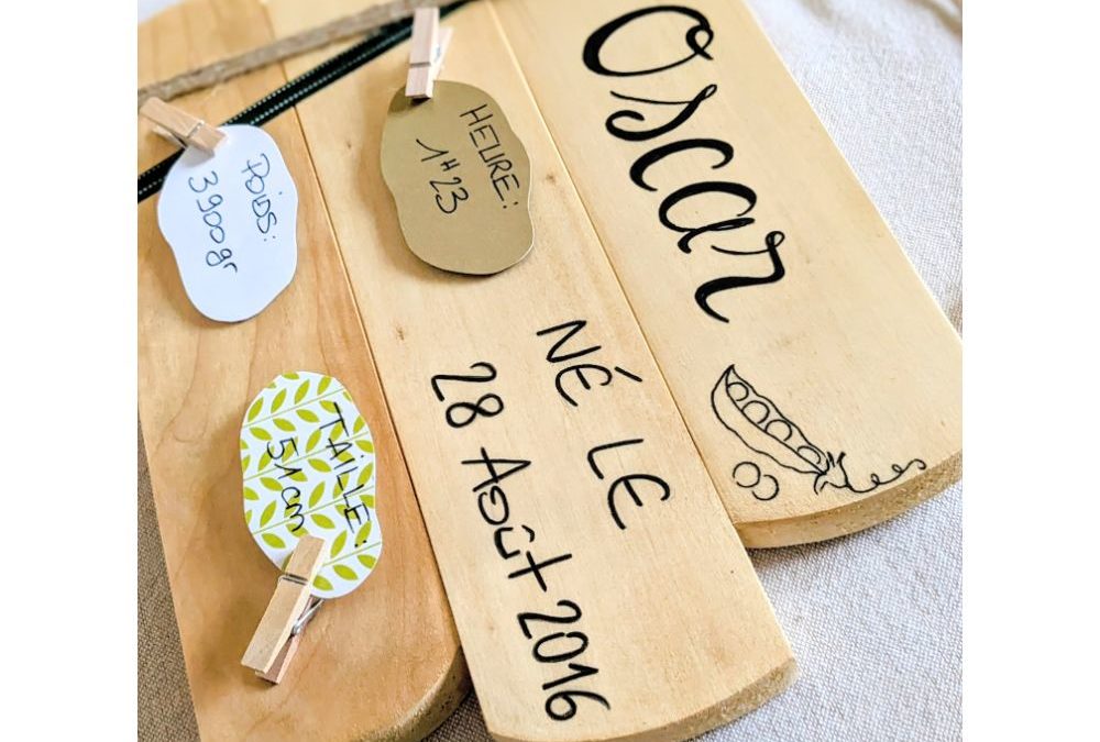 Tableau naissance personnalisé – Cadeau naissance taille, poids et heure