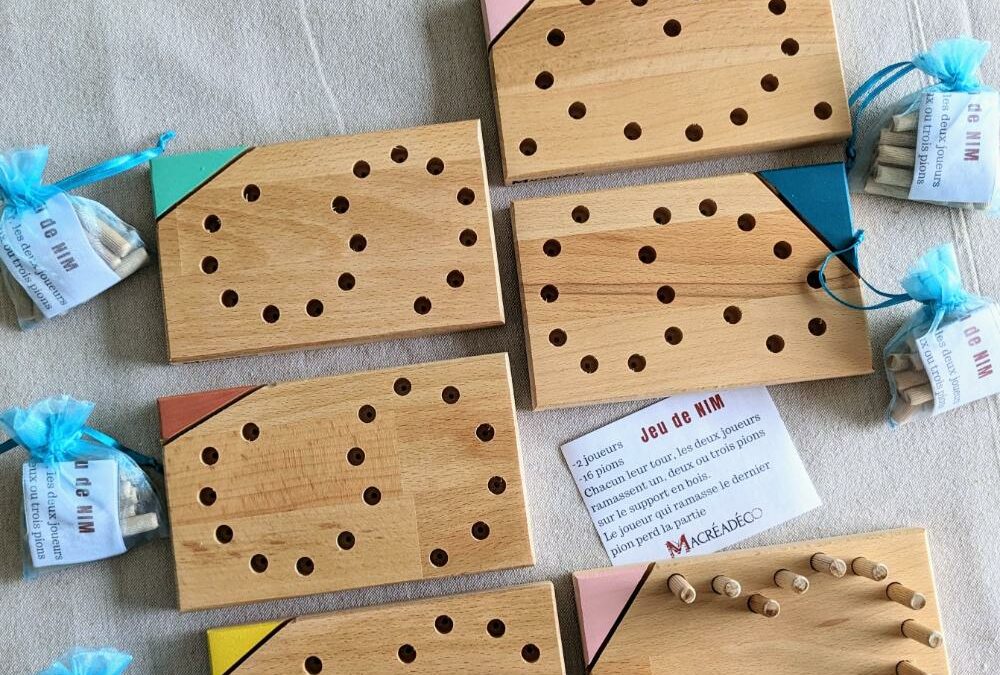 Jeu de Nim en bois – Jeu de stratégie en bois naturel