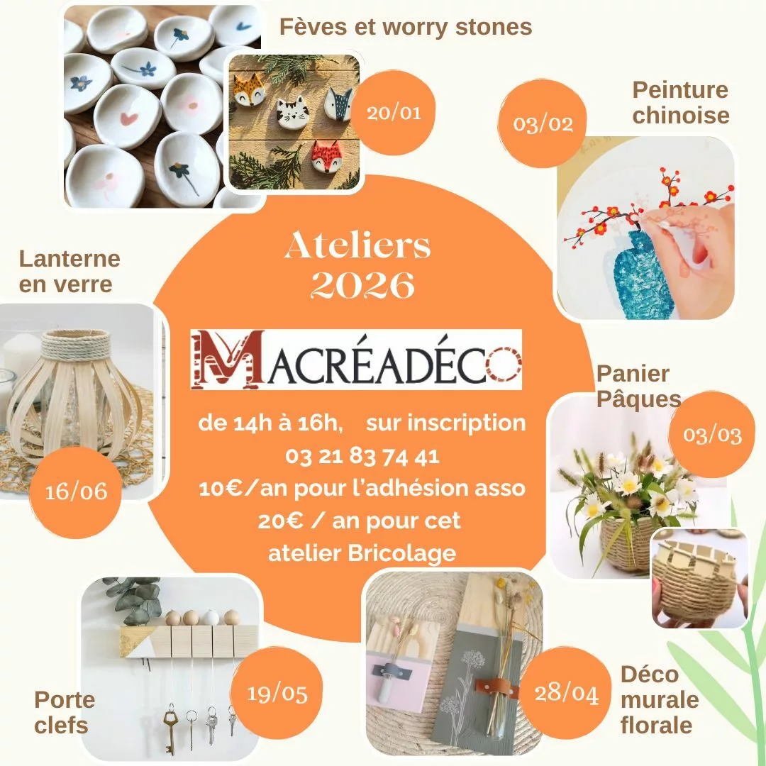 2025-2026 ACTISHOP Affiche ateliers créatifs Macréadéco 2026.